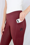 Burgundy riding tights with pockets